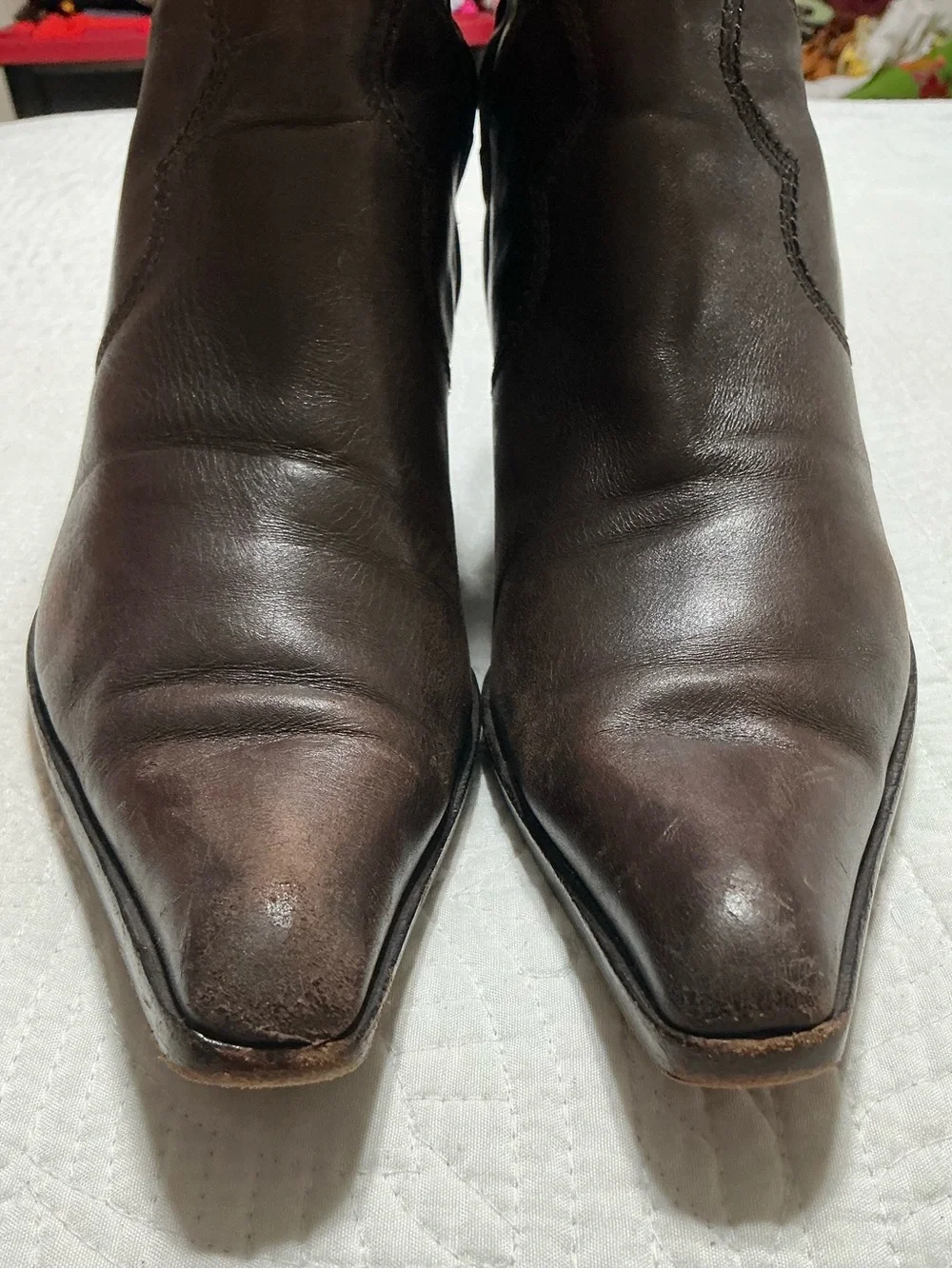 Vintage Sergio Rossi Brown Leather Western Ankle Boots Style 7003 Size 39